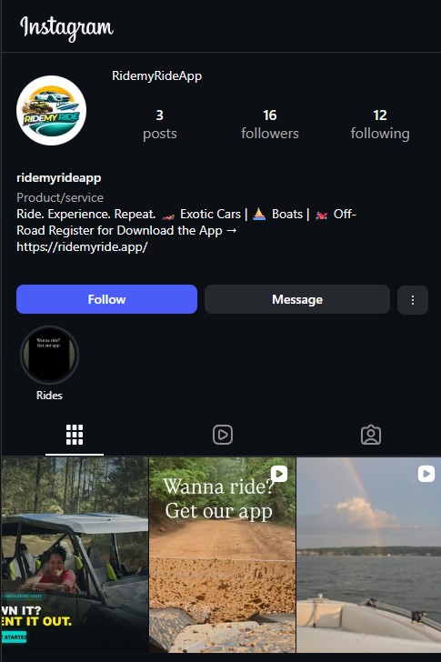 Ride My Ride Instagram profile